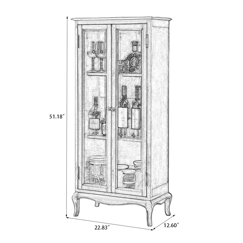 Bois de châtaignier massif + vitrines en verre trempé, Chestnut