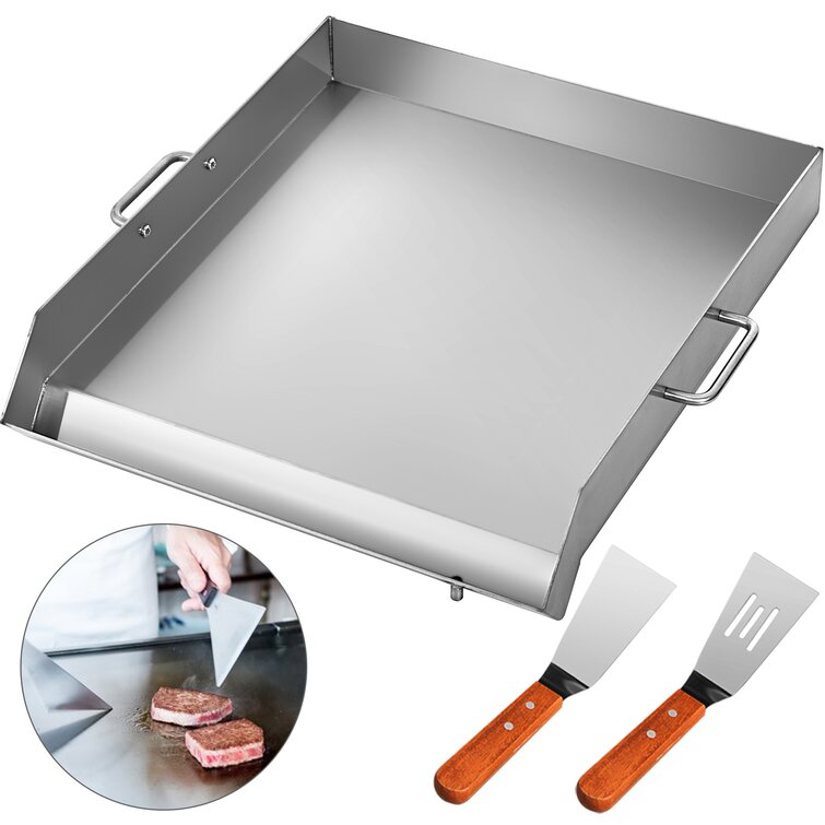 VEVOR Carbon Steel Griddle, 16 x 24 Griddle Flat Top Plate, Griddle for  BBQ Charcoal/Gas Gril with 2 Handles, Rectangular Flat Top Grill with Extra