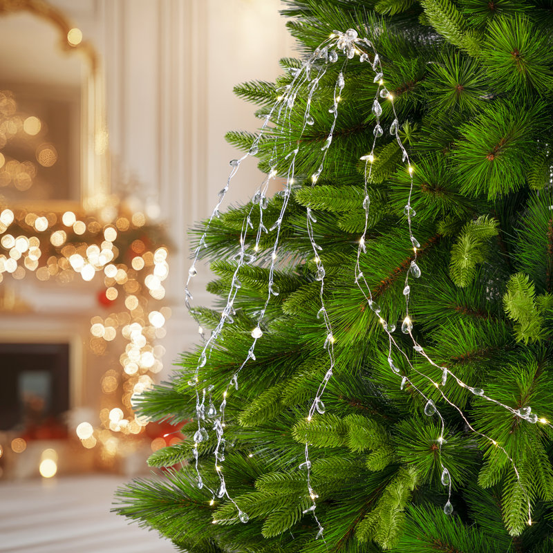 LED Lighted Willow Branch Christmas Spray - 40" - Silver - Warm White