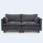 Canapé en chenille noir avec ports USB et poches latérales, canapé compact 2 places-958810871