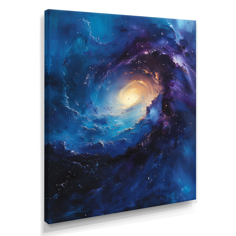Décoration murale galaxie spirale cosmique mauve et vibrante - Galaxies, H 44 po x l 34 po x P 1,5 po, Toile tendue