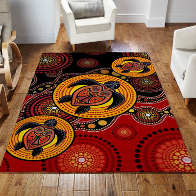 Tapis en chenille tissé à la main en rouge