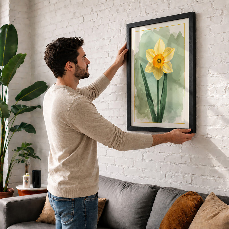 Golden Daffodil Botanical - Framed Print, A1 - 84.1 x 59.4 cm, Unframed