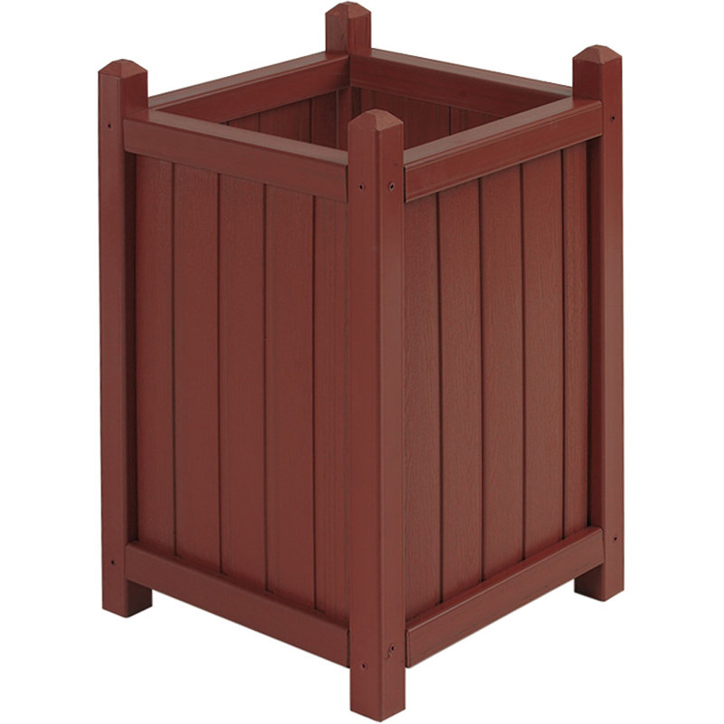 Mahogany Weather-Resistant Composite Tall Square Planter