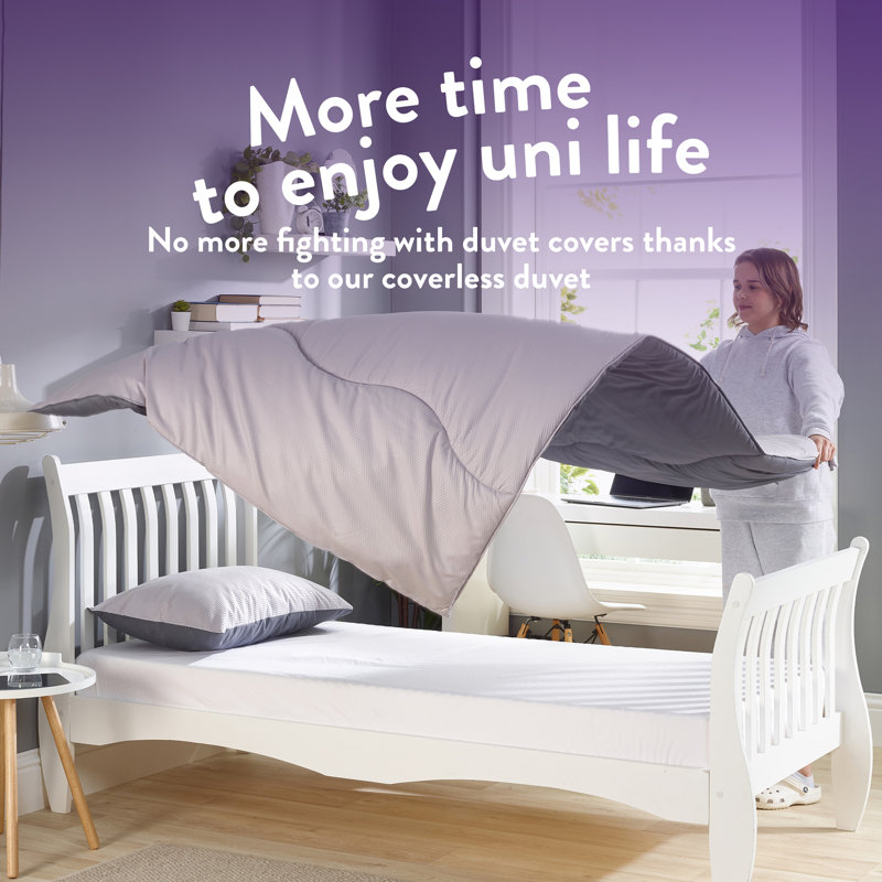 Back to Uni Embossed Waffle 10.5 Tog Duvet, 2 Medium Pillows, Single