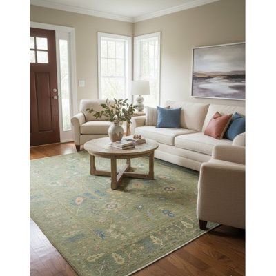 Tapis oriental olive vert traditionnel Chobi 9 x 12