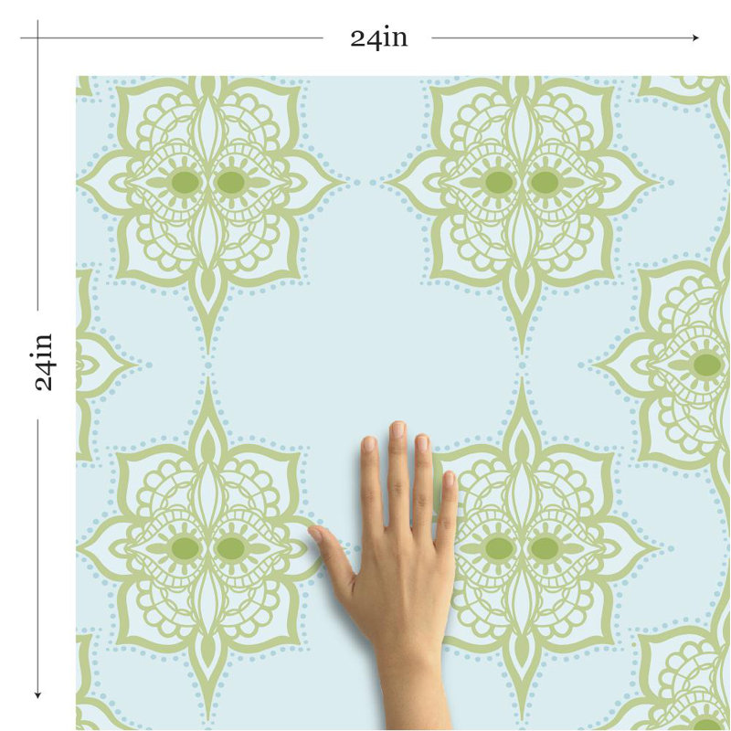 Peel & Stick Damask Tile, 48" L x 24" W