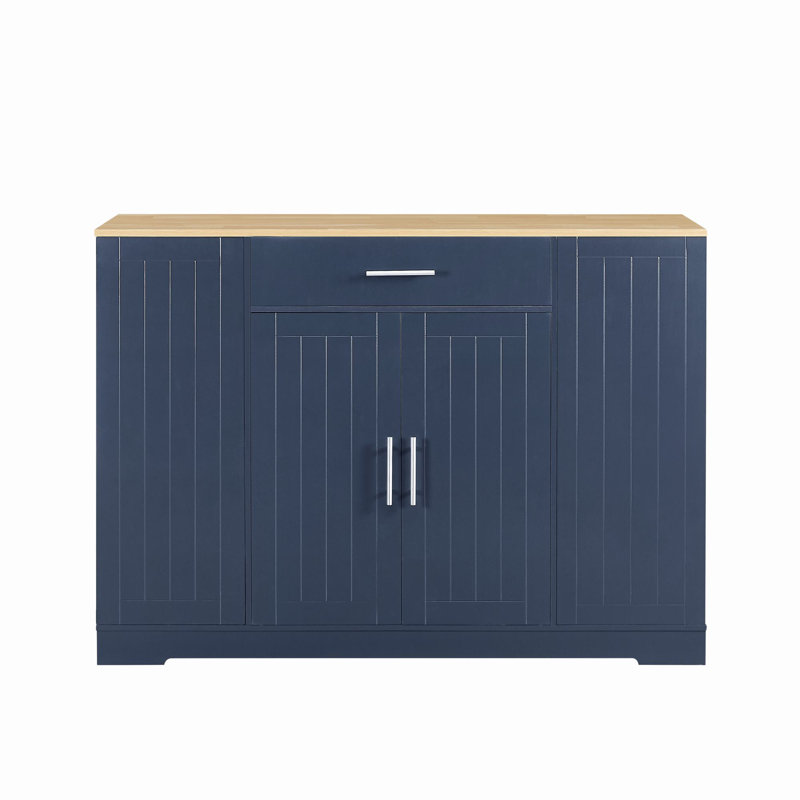 Allycia 53'' Kitchen Islands With Drawers And Trash Can Storage, Navy Blue