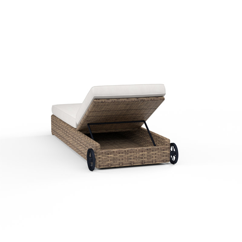 Havana Outdoor Patio Chaise Lounge, Canvas Flax Sunbrella®