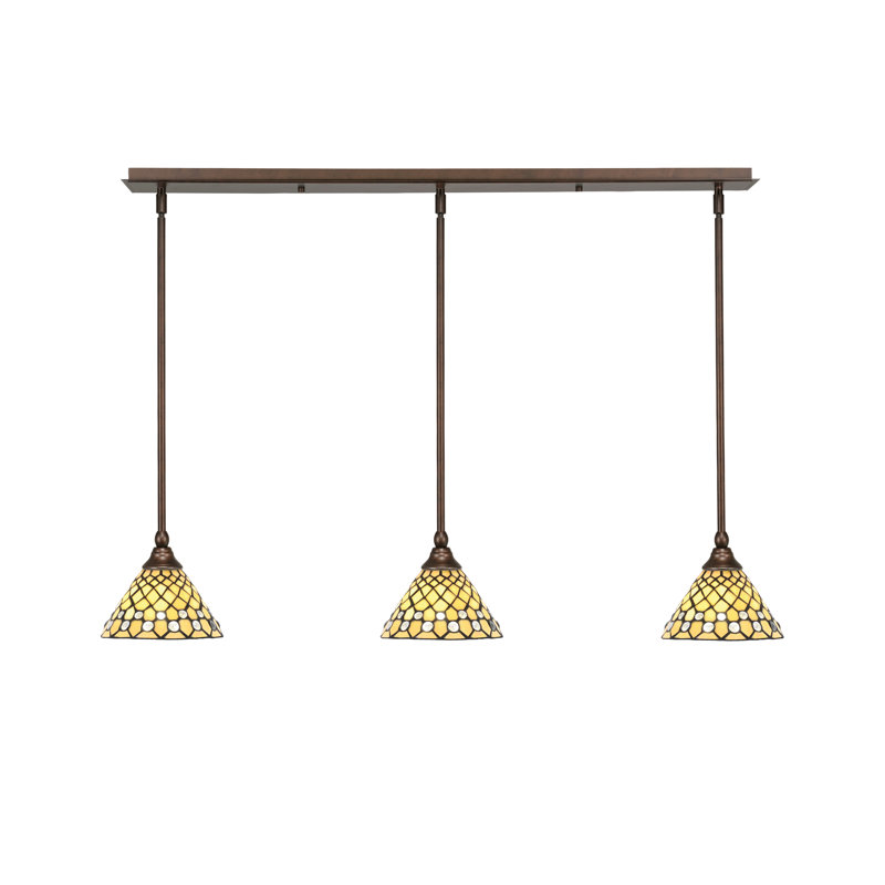 Luminaire suspendu linéaire 3 lumières 3 lumières, H 6,5 po x l 39,25 po x P 7 po, Bronze