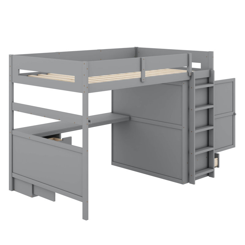 Lit mezzanine double Josse Kids, gris