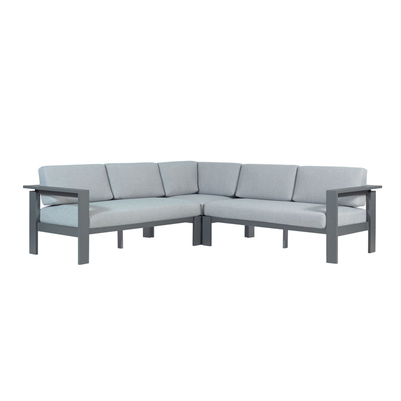 Elision 92'' Wide L-Shaped Metal with Cushions, Gray