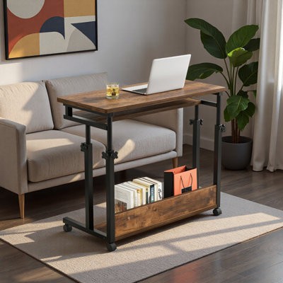 Bureau avec roulettes, table pour ordinateur portable pratique, bureau à hauteur réglable