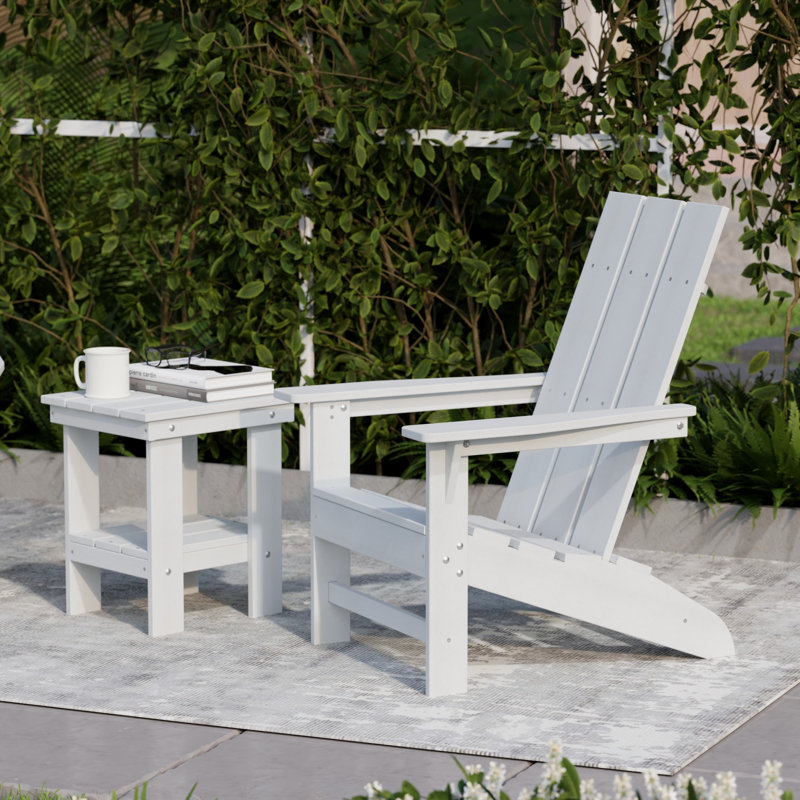 Avilez 3-Piece Modern Adirondack Set With Side Table, White