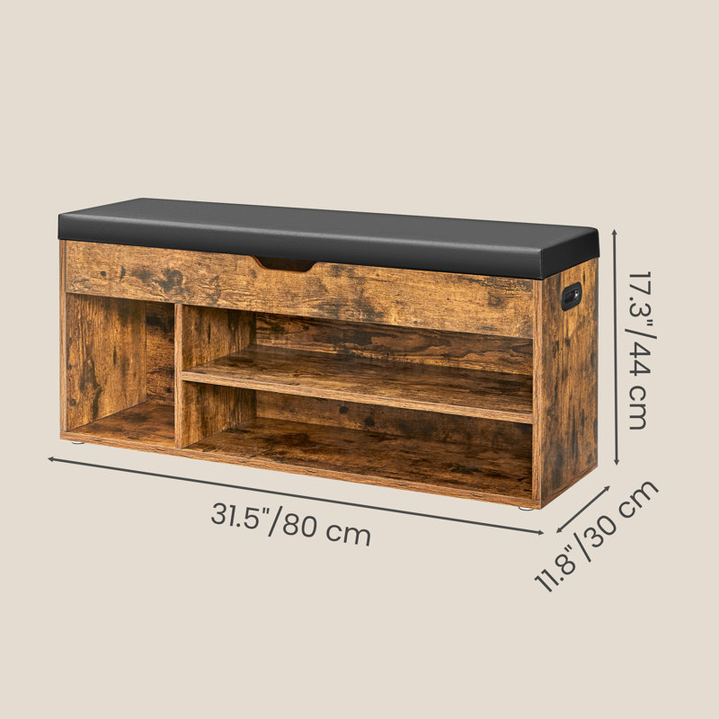 Upholstered Storage Bench, Brown