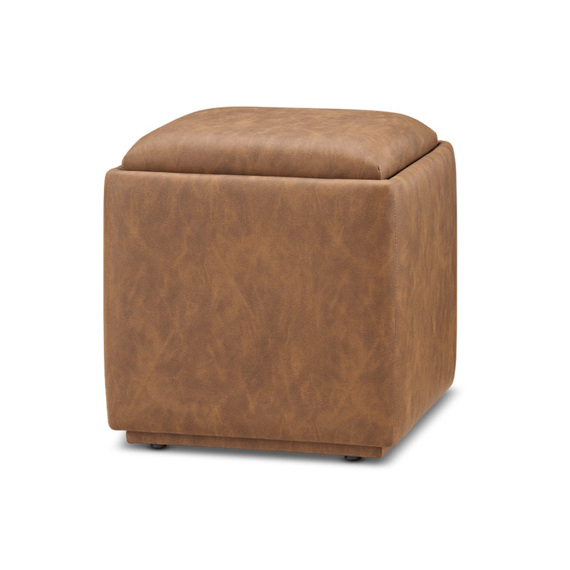 Faux Leather Upholstered Storage Cube