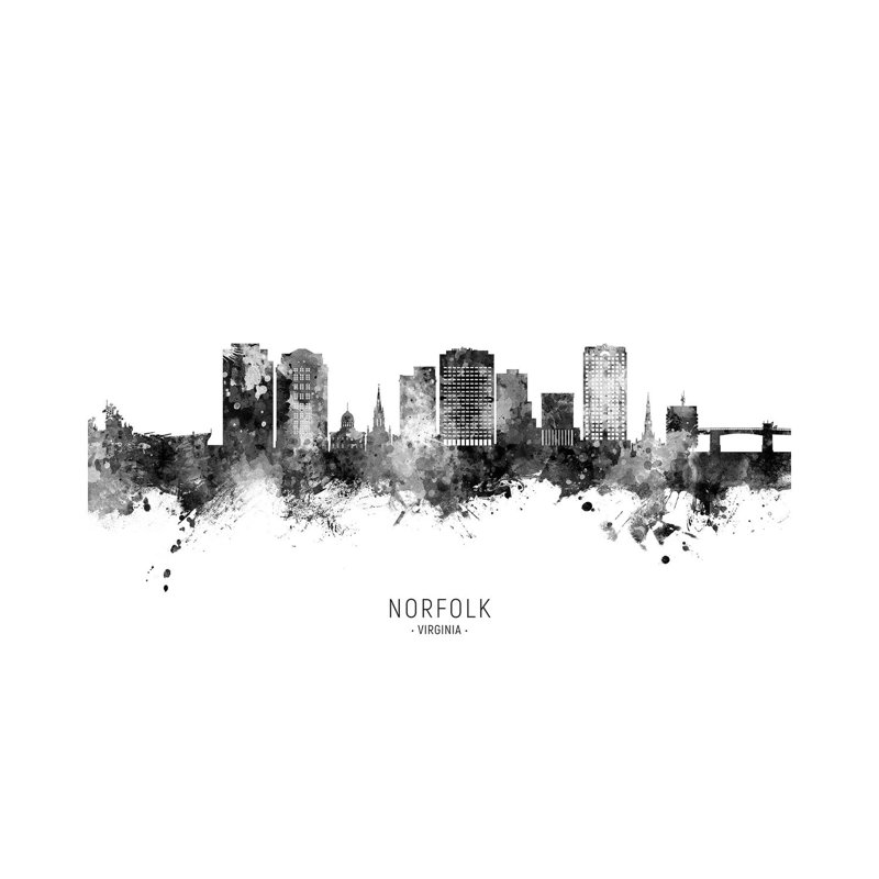 Norfolk Virginia Skyline Name by Michael Tompsett - Wrapped Canvas Print, 20.32cm H x 30.48cm W x 1.91cm D