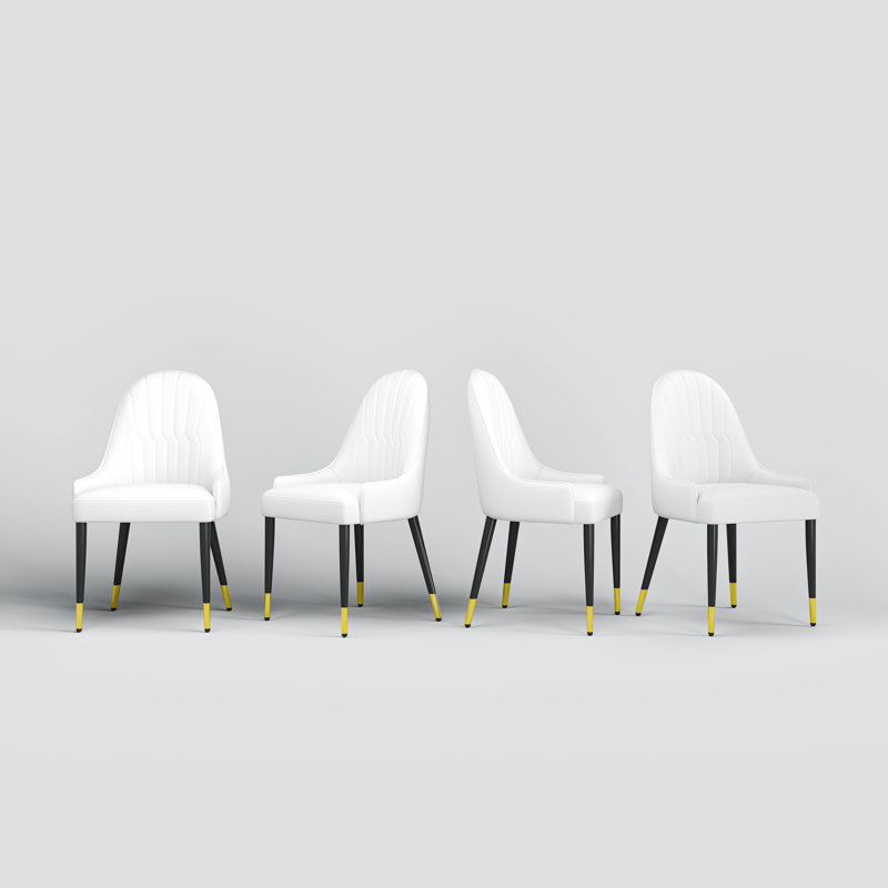Muminah Faux Leather Upholstered Parsons Chair (set Of 4), White/White