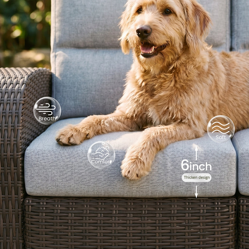 Outdoor Lounge Chair, Light Grey, Brown