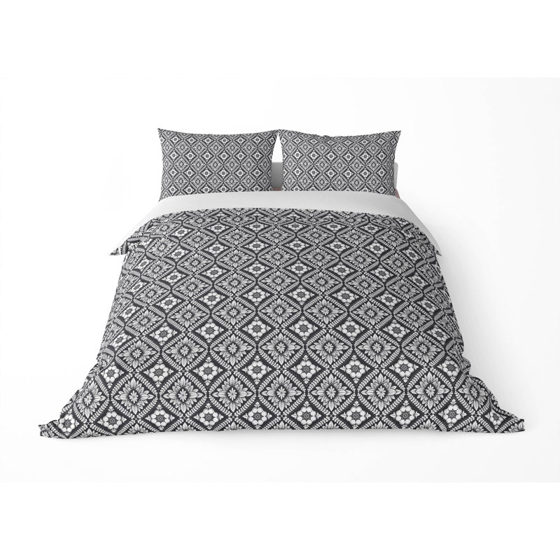 Talia Small 3- Piece Decorative Lightweight Comforter Set, Charcoal, King Comforter + 2 King Pillowcases