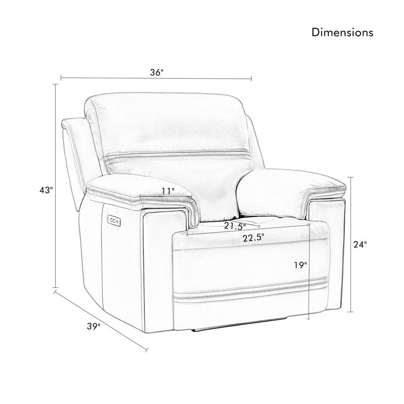 Genuine Leather Detachable Dual Power Recliner With Usb And Type-c Charging Ports, Dark Brown