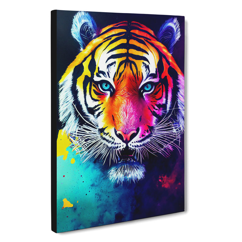Painted Tiger No.2 Abstract - Print, Wrapped Canvas, No Matte, 76cm H x 50cm W