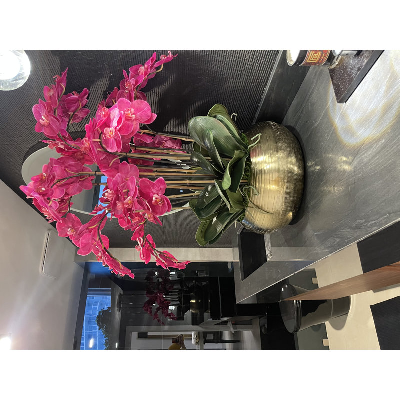 Orchid Faux Floral Arrangement in Vase, Pink