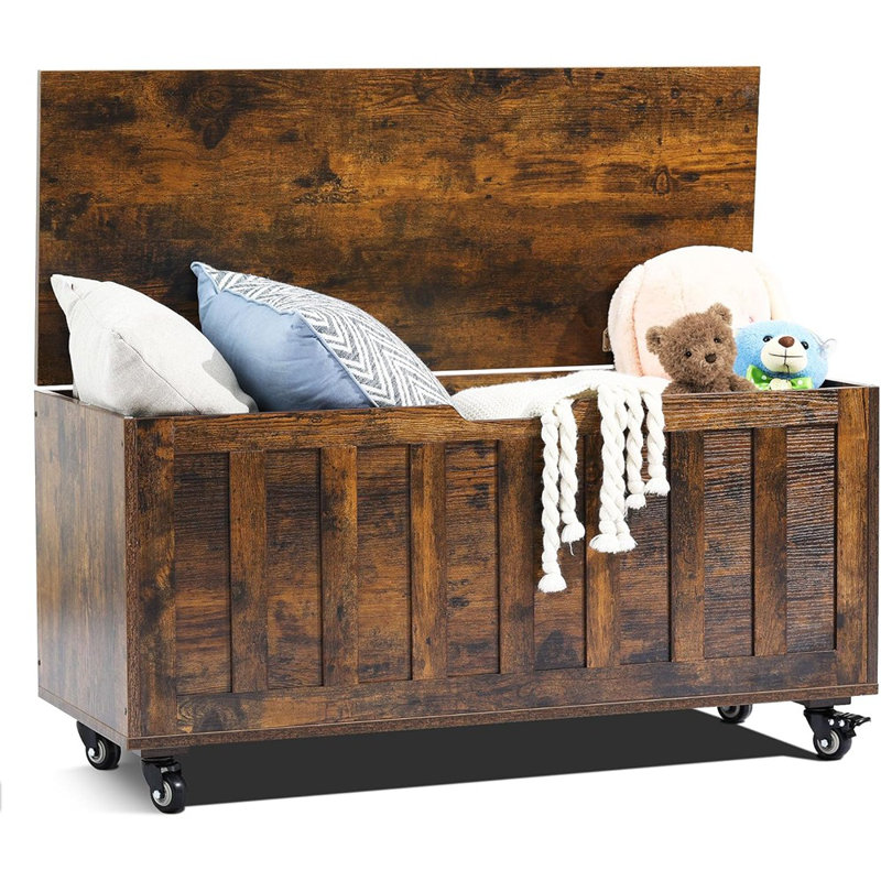 Banc de rangement en bois 39,4 po avec 4 roulettes et 2 ...