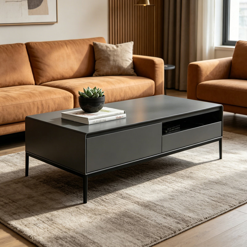 Table basse simple de luxe avec tiroir, 15.74" H x 51.18" W x 27.55" D