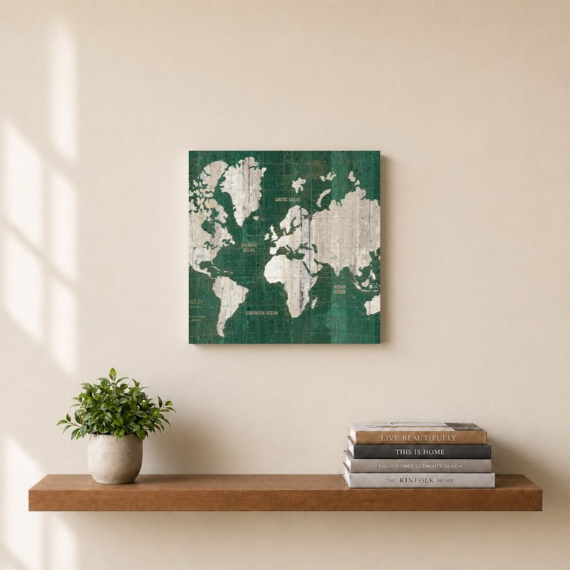 «Old World Map Green» par Wild Apple Portfolio - impression sur toile, 24" H x 24" W, Does Not Apply