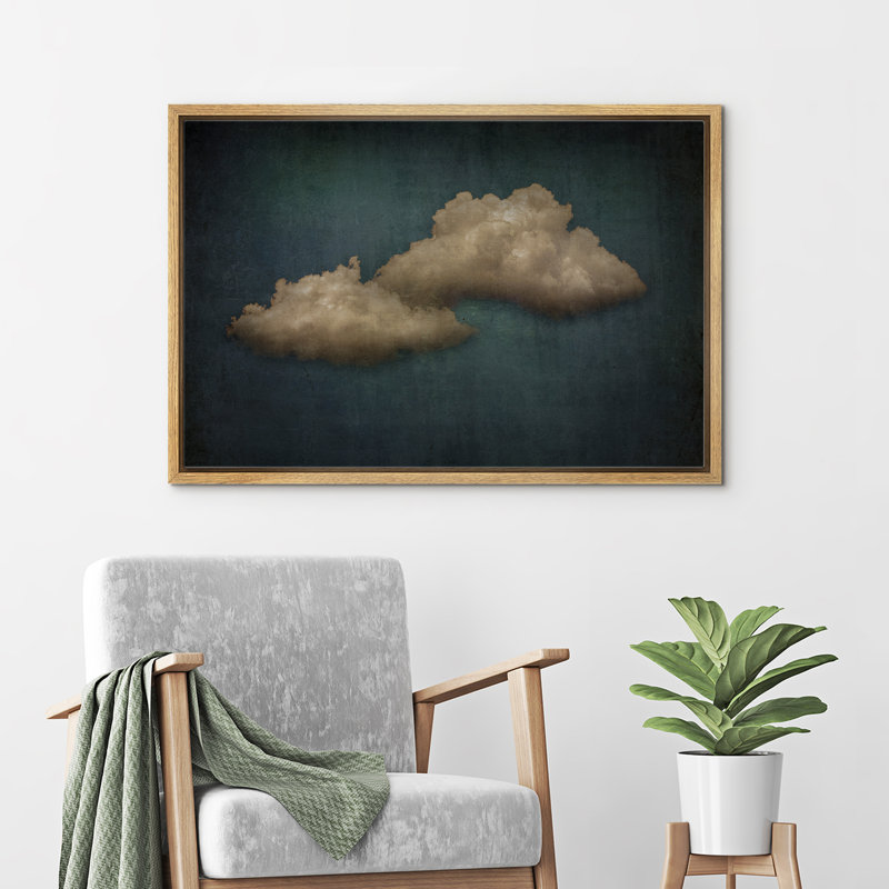 Oeuvre de décoration murale pastel vert pastel bleu marine abstrait ciel moderne minimaliste relaxant, H 24 po x l 36 po