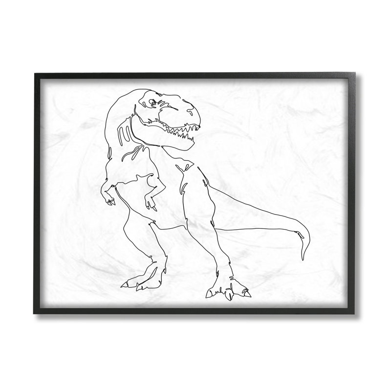 Dessin de Knap T-Rex, H 24 po x l 30 po x P 1,5 po, Giclée encadrée noir minuit