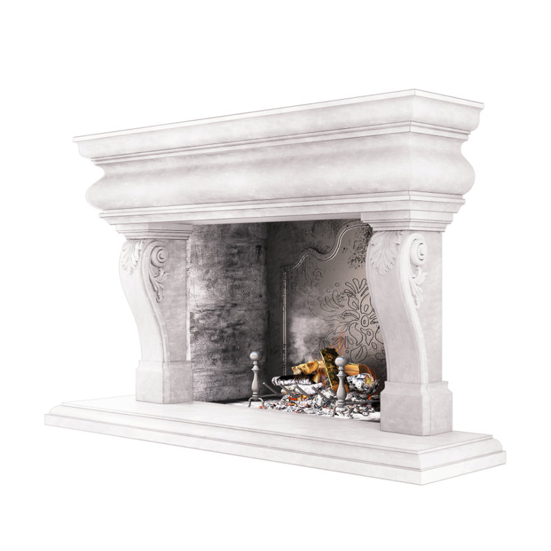 Great Adana Fireplace Surround, Travertine White
