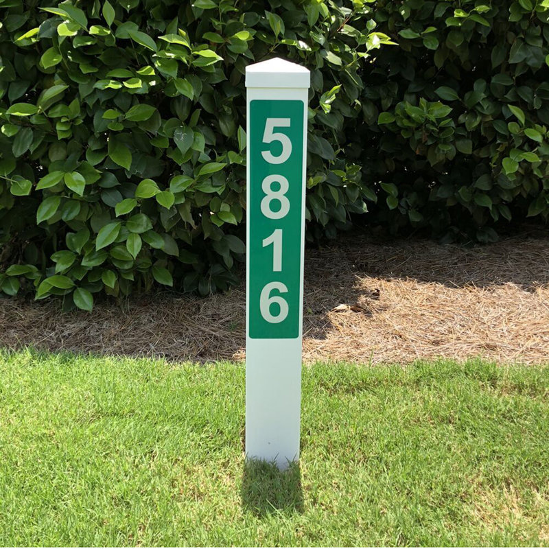 Rectangle Address Post, Green/White