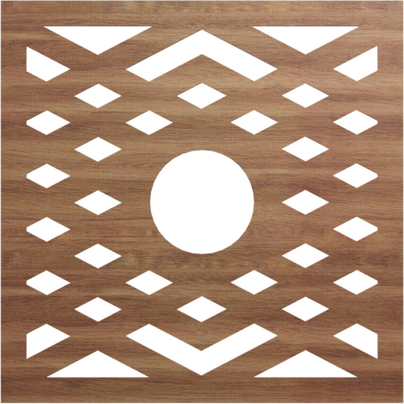 Médaillon de plafond à chevrons, H 34 po x l 34 po x P 0,38 po, Noyer