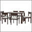 Ensemble de table de salle à manger rétro 7 pièces pour 6 personnes, en bois massif avec chaises rembourrées pour une salle à manger élégante et confortable-1342686176-1342686205