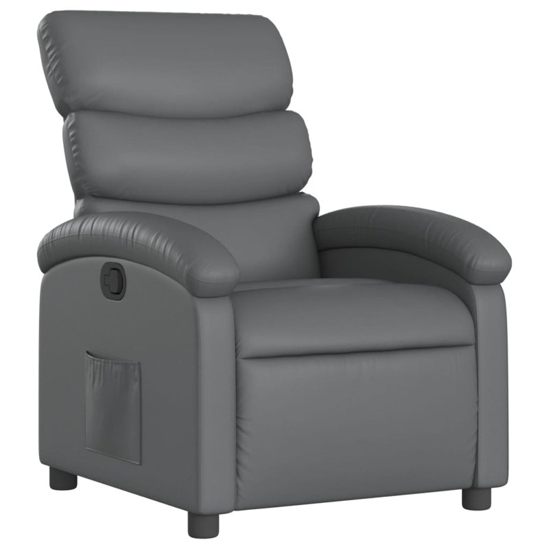 vidaXL Recliner Chair, Adjustable Backrest/ Footrest, Leather, Gray Faux Leather