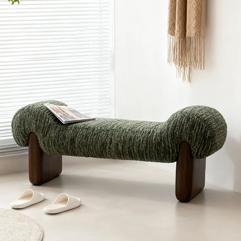 Banc rembourré vert en bois massif, Vert