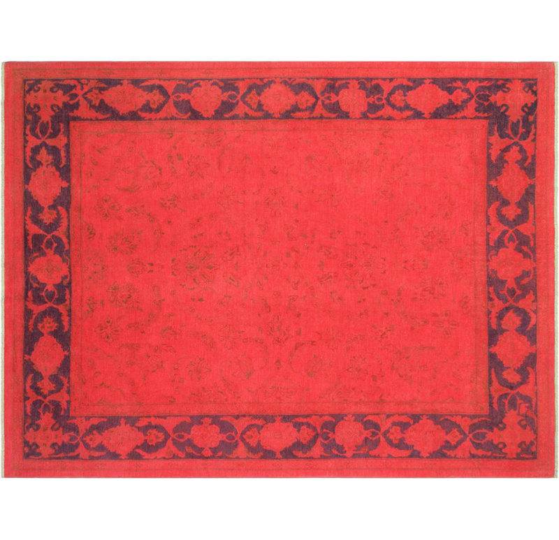 Tapis rose / bleu en laine noué à la main Taybah