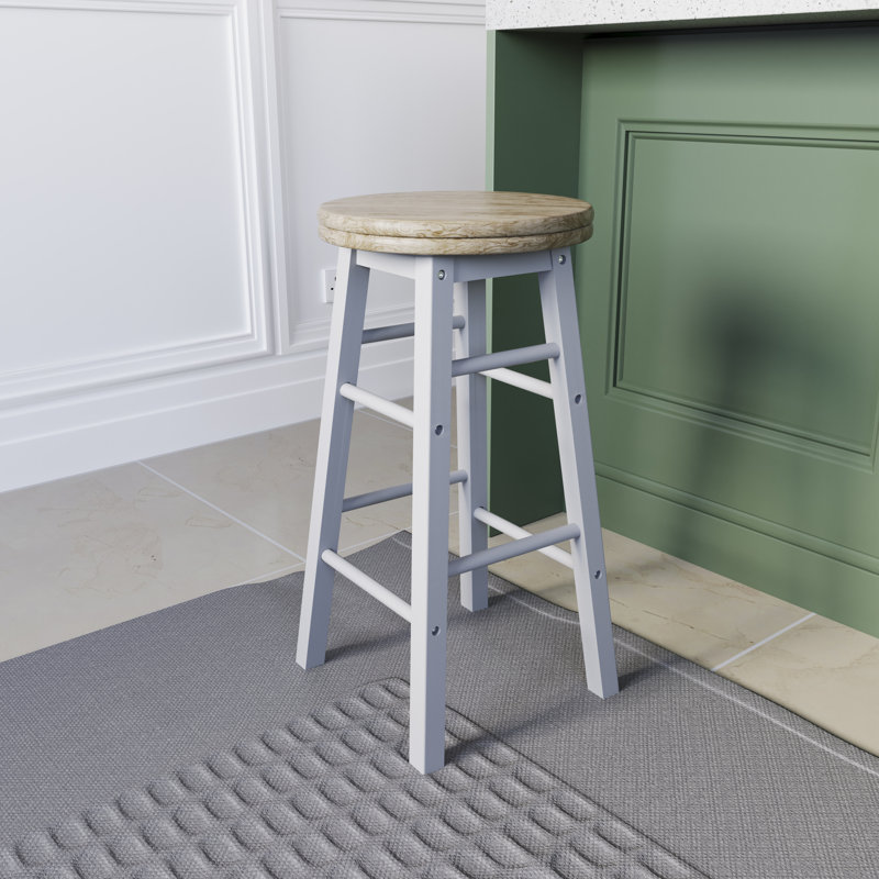 Swivel Solid Wood Counter Stool, Oak/White