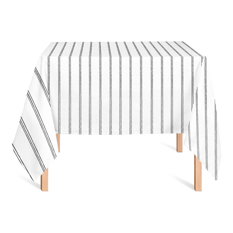 Striped Polyester Tablecloth, Black, 58" L x 58" W