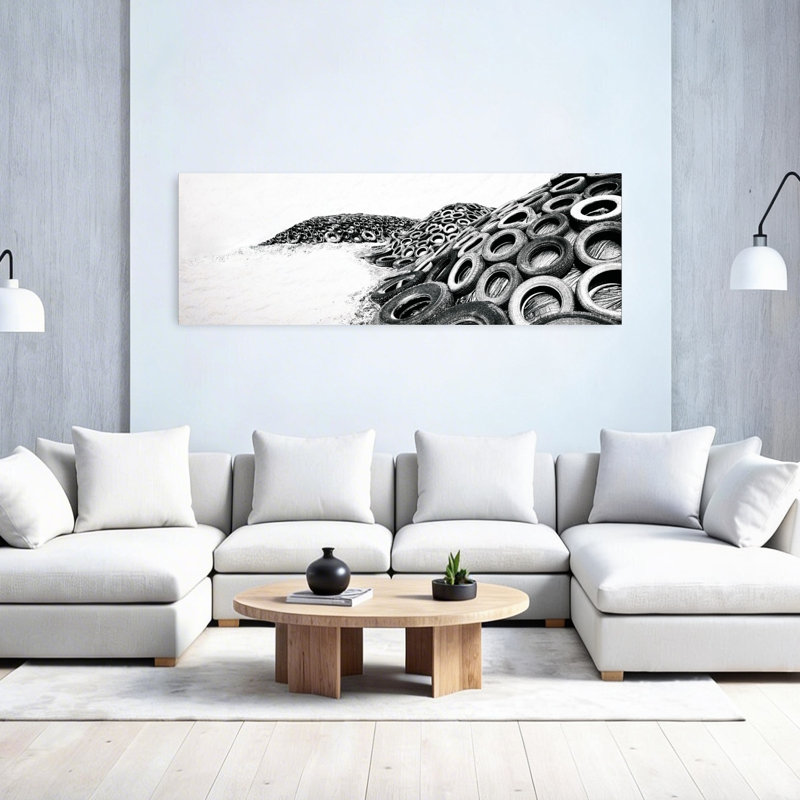 Monochromes de Tire Hills, paysage industriel abstrait, art mural, H 20 po x l 60 po
