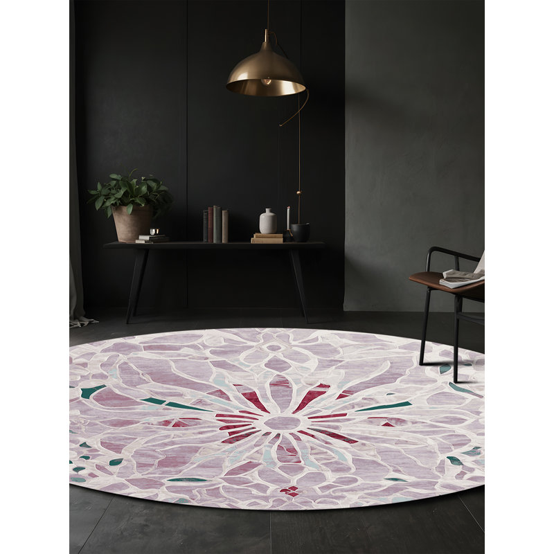 Machine Washable Gray Area Rug, Round 8'