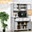 63.5" Kitchen Pantry Storage Cabinet With And Drawer System, 4 Shelves & Drawers, Ash Grey, Accommodates Various Items Appliances Securely Cabinet, Shelves, Glass Doors, Open Microwave Countertop