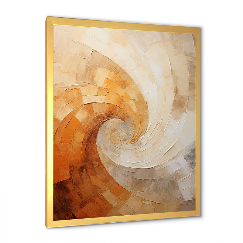 «Beige minimalisme spirales poteries II - spirales abstraites», art mural_106141, H 40 po x l 30 po x P 1,5 po