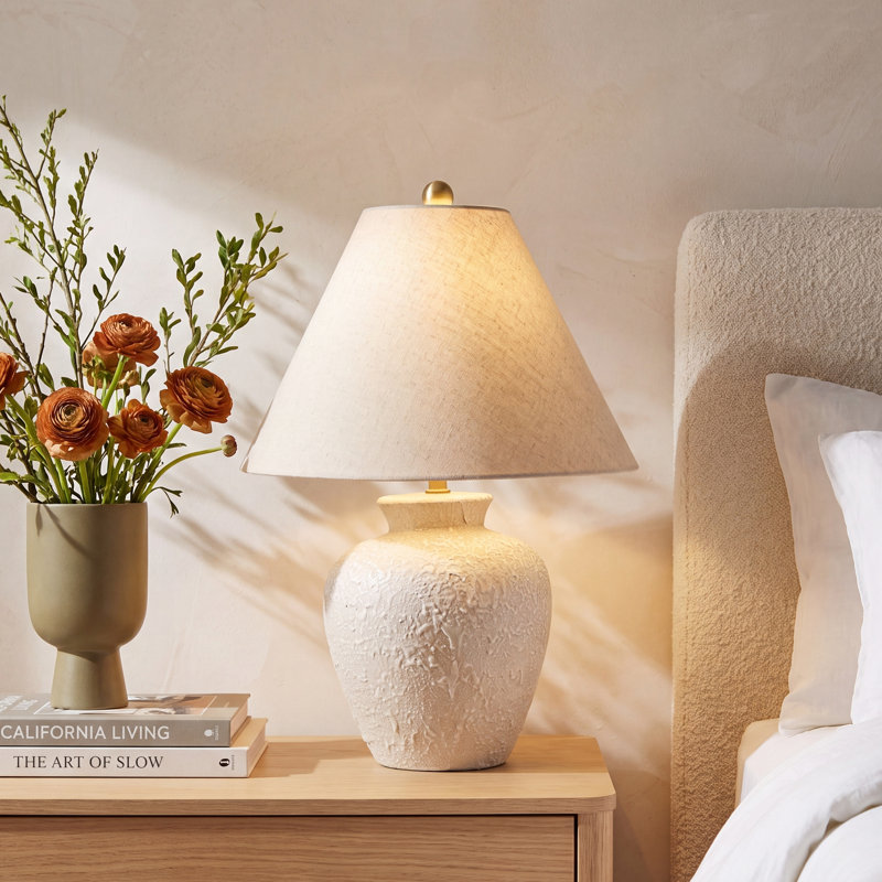 Calico Table Lamp, Cream Finish / Natural Shade