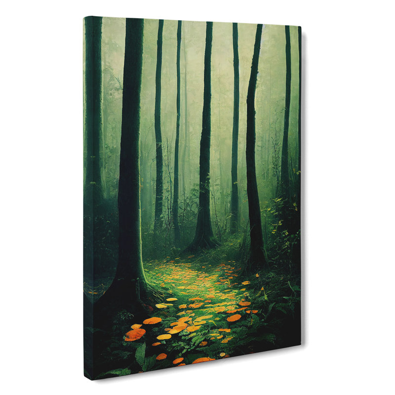 Path in the Forest - Wall Art, 50cm H x 35cm W, Wrapped Canvas, No Matte