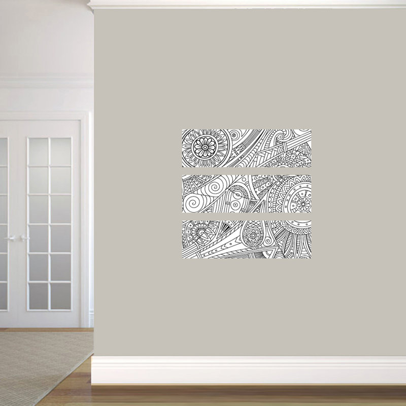 Ensemble 3 pièces de décalcomanie murale murale géométrique, H 7 po x l 24 po