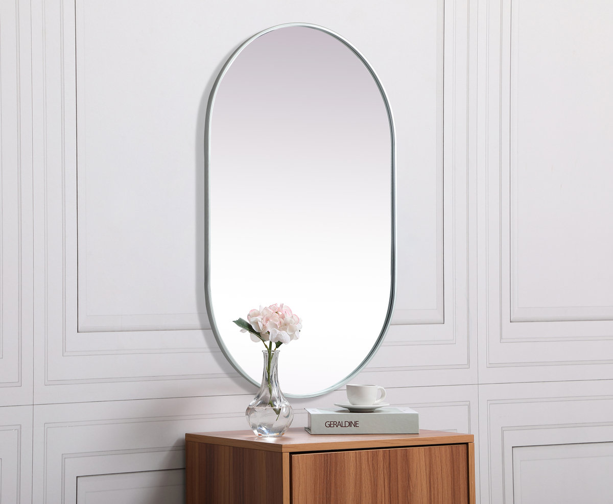 Elington Metal Oval Mirror, Silver, 48"  x 30" 