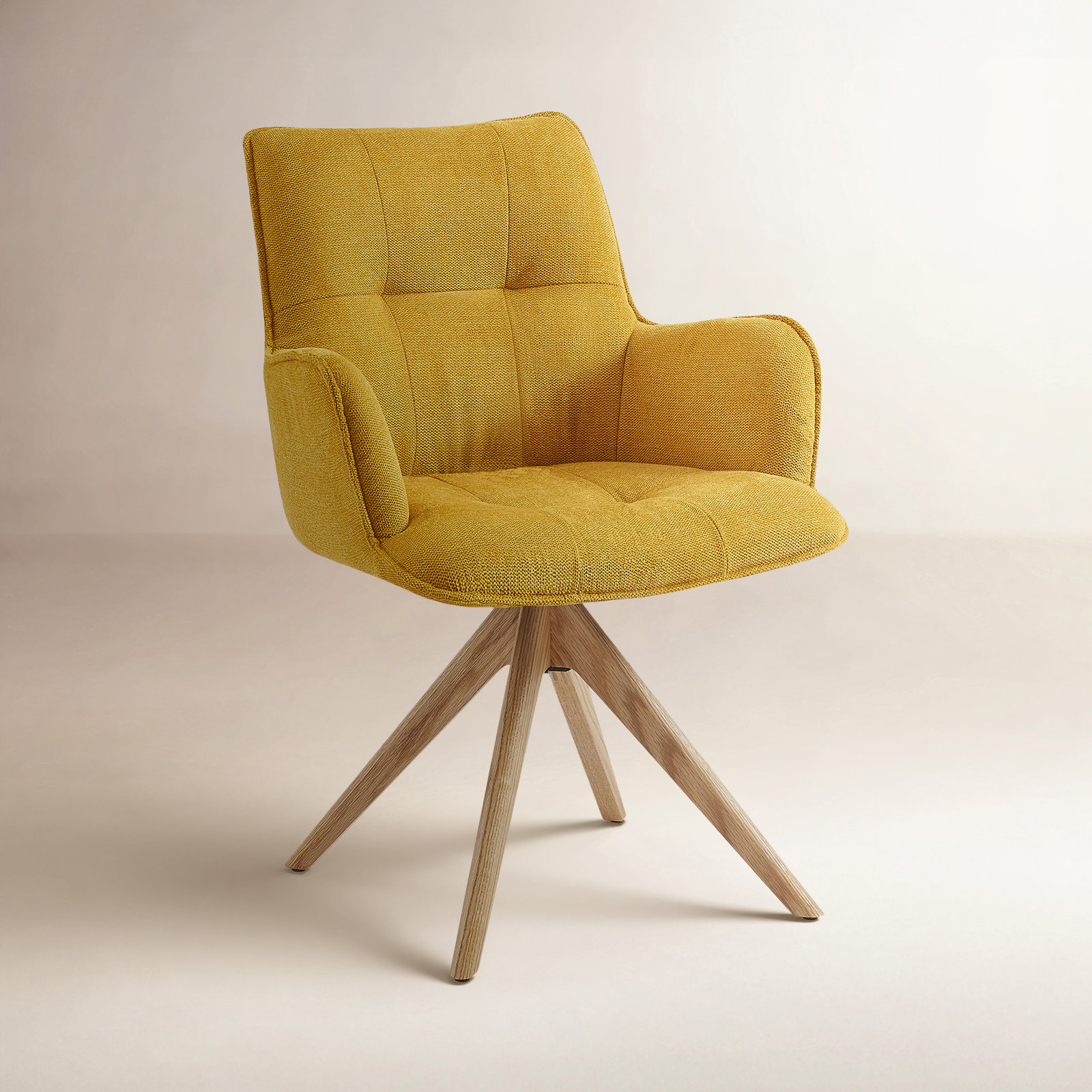 Jadel Fabric Upholstered Swivel Office Chair, Yellow Basketweave